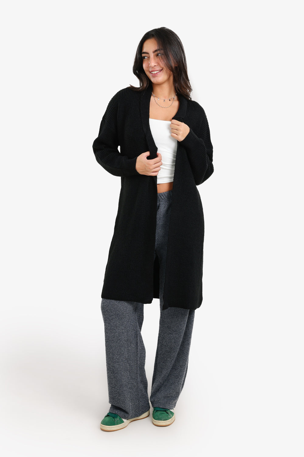 Relaxed Knee-Length Cardigan