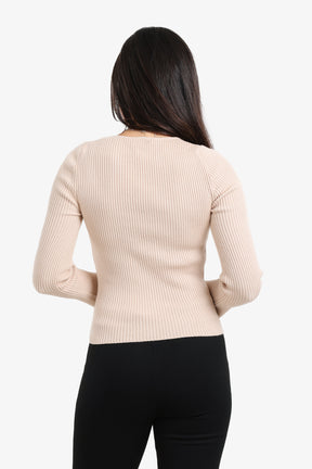Square-Neck Ribbed Pullover