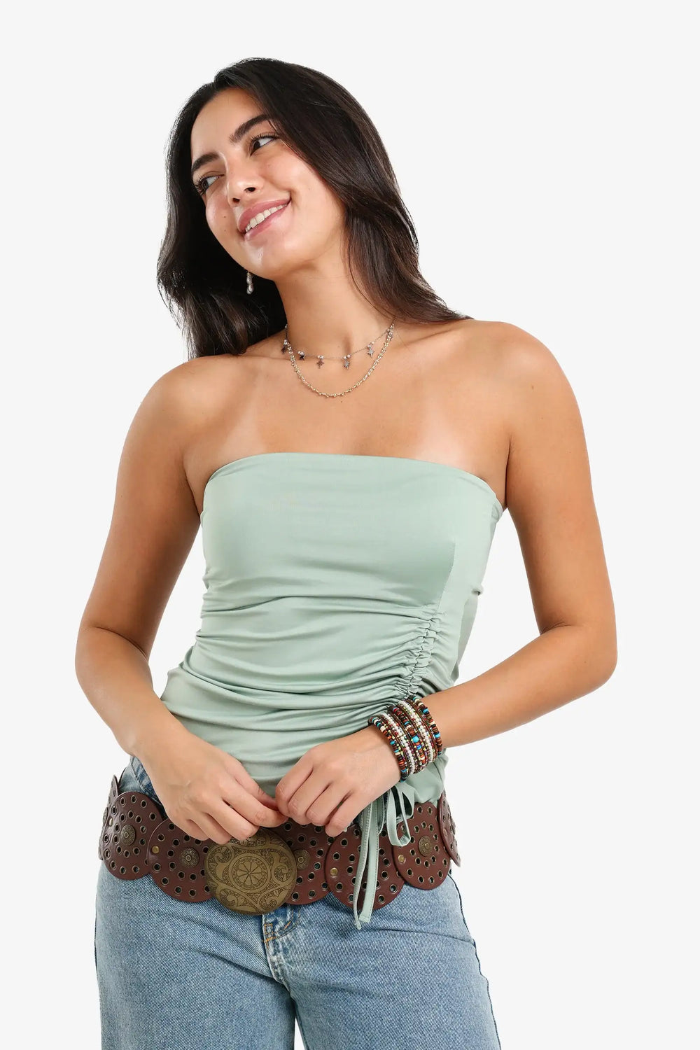 Side-Ruched Sleeveless Top
