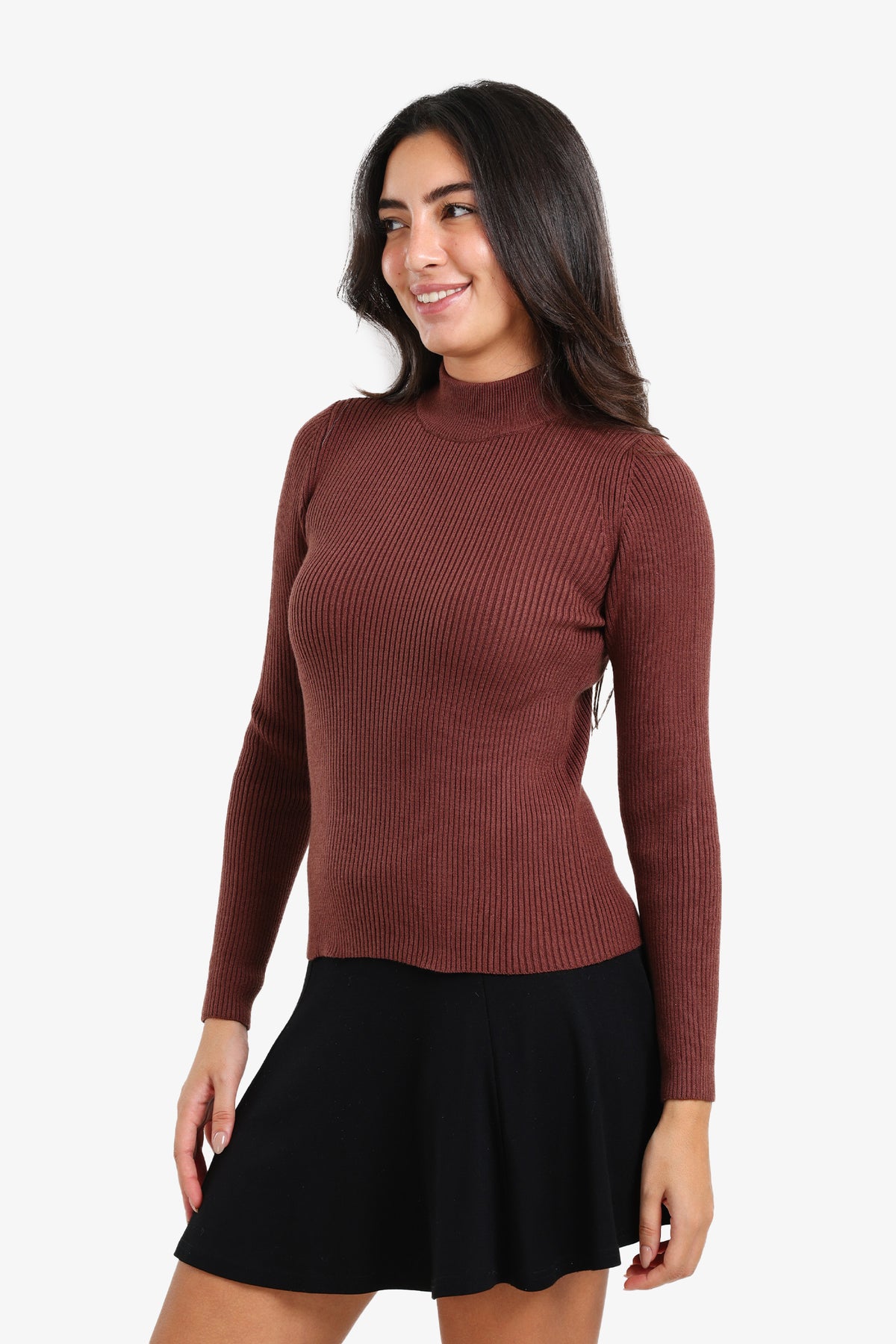 Ribbed High Neck Pullover