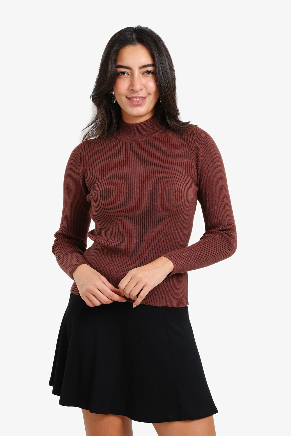 Ribbed High Neck Pullover