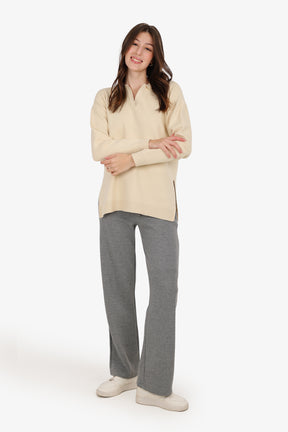 Relaxed Fit Side-Slit Pullover
