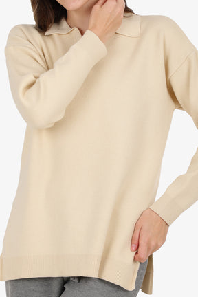 Relaxed Fit Side-Slit Pullover