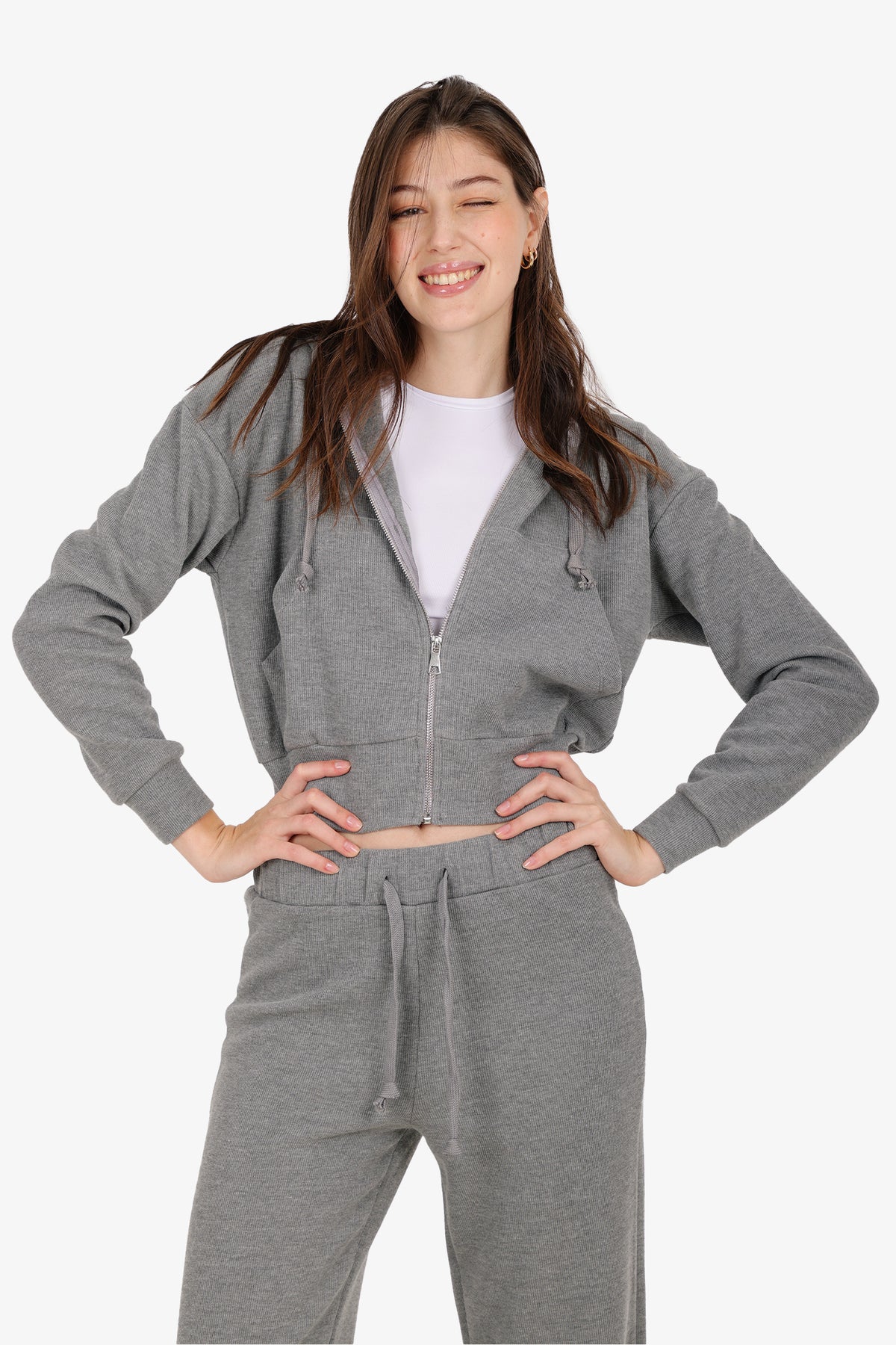 Hooded Ribbed Lounge Sweatshirt