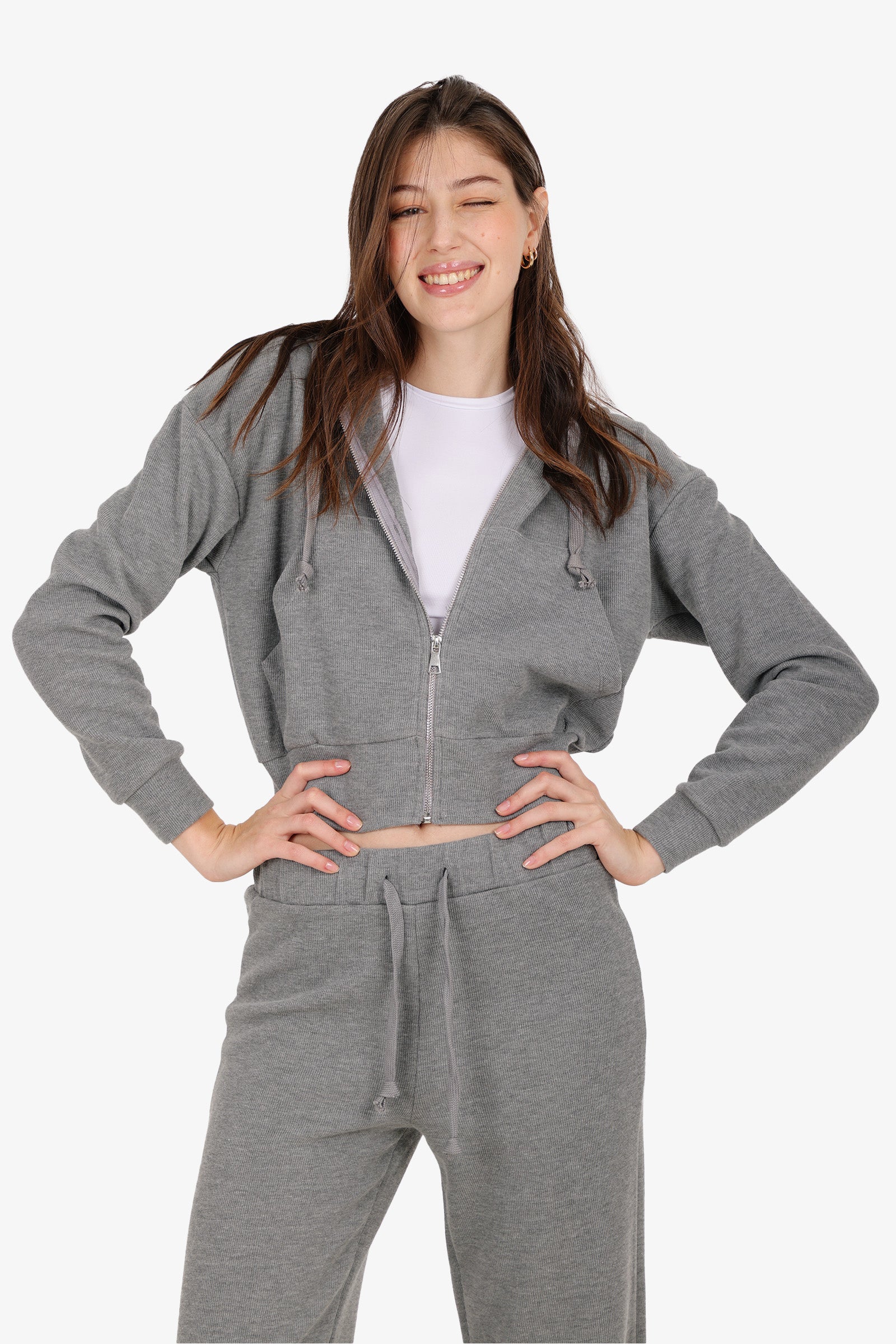 Hooded Ribbed Lounge Sweatshirt