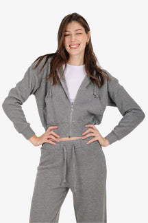 Hooded Ribbed Lounge Sweatshirt