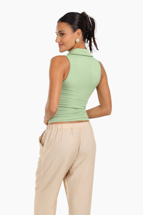 Seamless Polo Collar Top