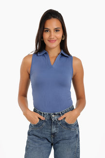 Seamless Polo Collar Top
