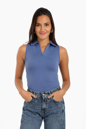 Seamless Polo Collar Top