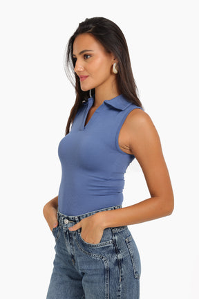 Seamless Polo Collar Top