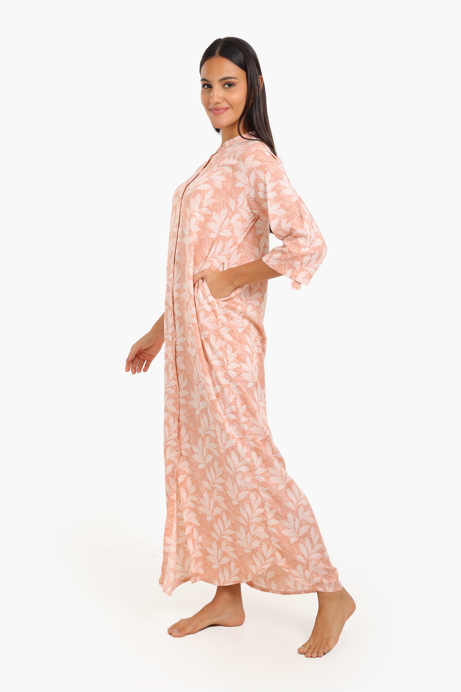 Leaves Printed Comfy Nightgown