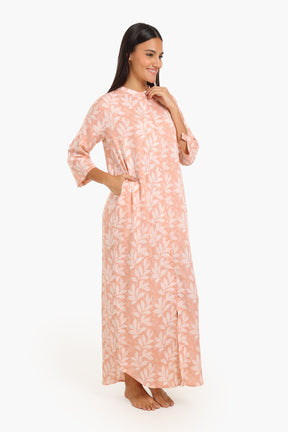 Leaves Printed Comfy Nightgown