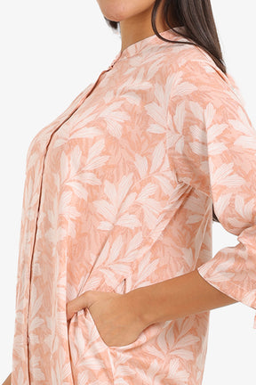 Leaves Printed Comfy Nightgown