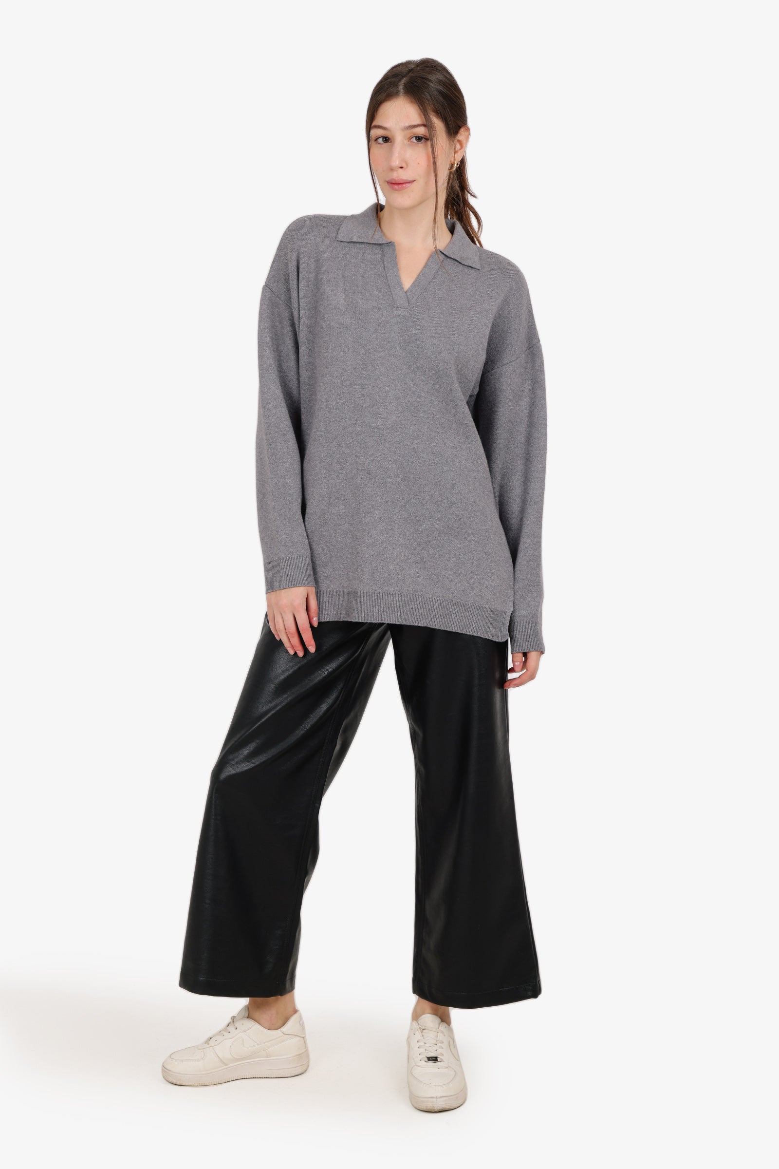 Relaxed Fit Side-Slit Pullover