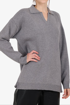 Relaxed Fit Side-Slit Pullover
