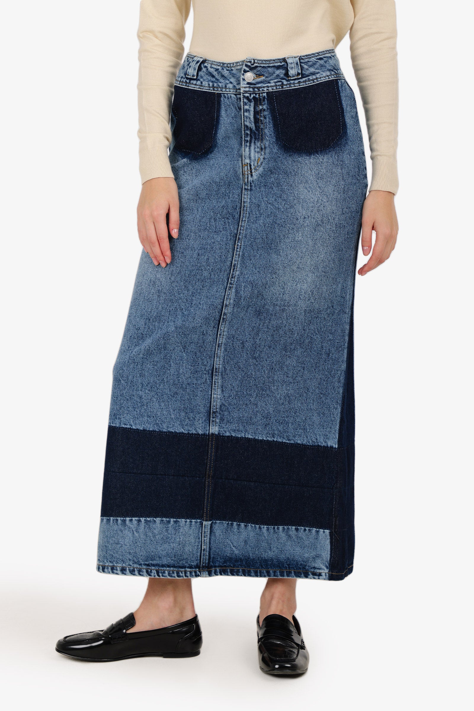 جيبة جينز بلونين