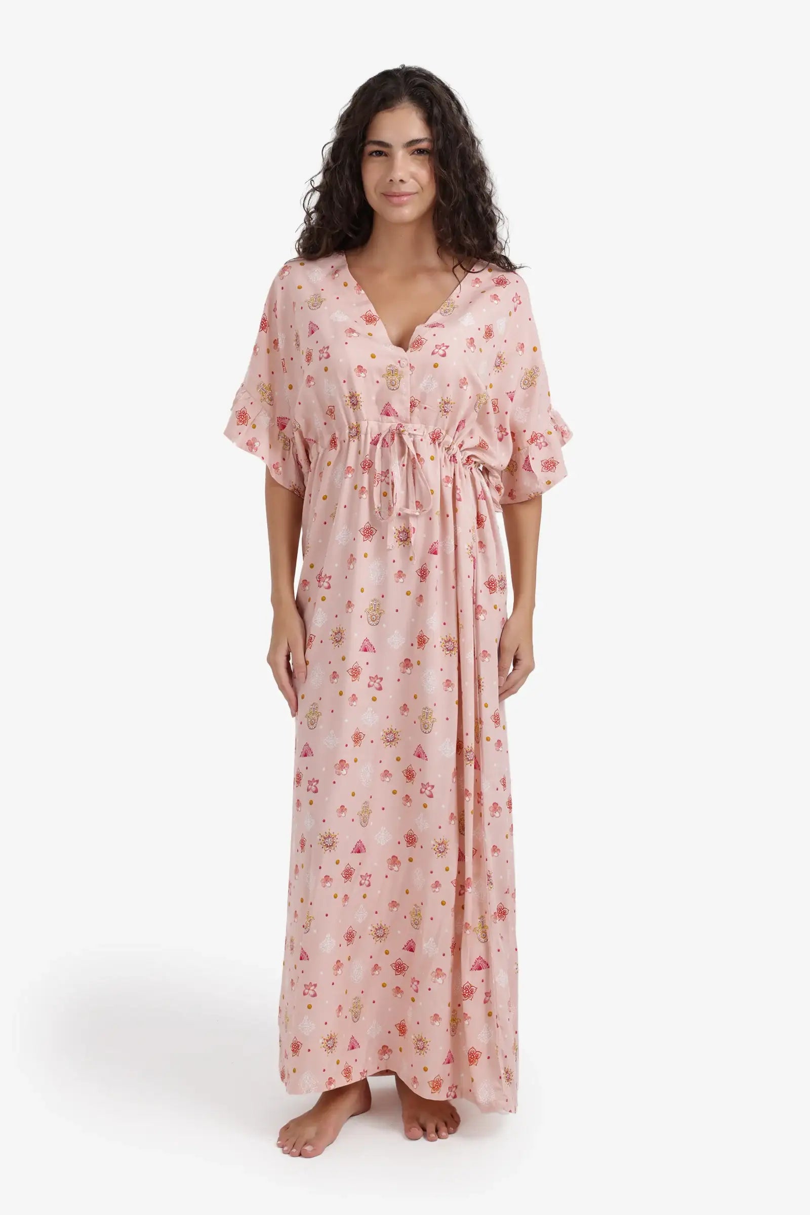 Printed Tie-Back Nightgown