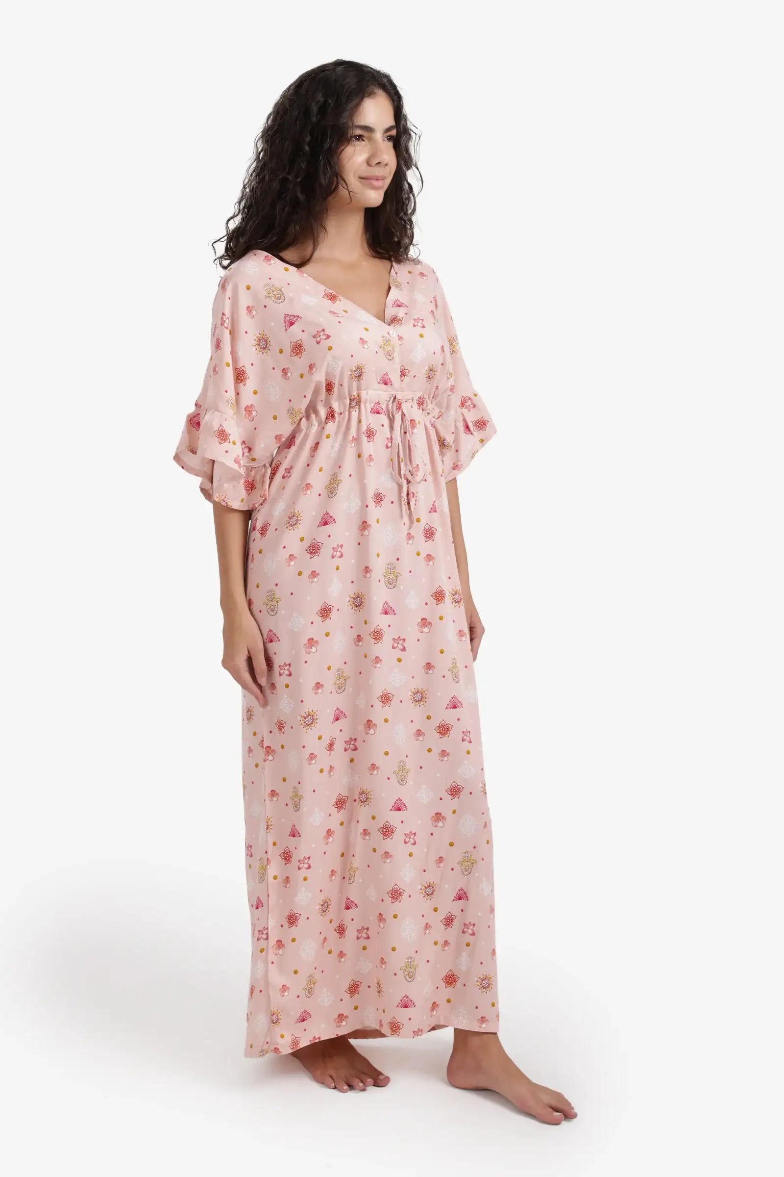 Printed Tie-Back Nightgown