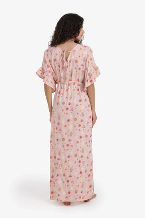 Printed Tie-Back Nightgown