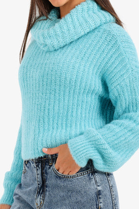 Cropped Cowl Neck Pullover
