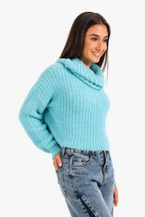 Cropped Cowl Neck Pullover