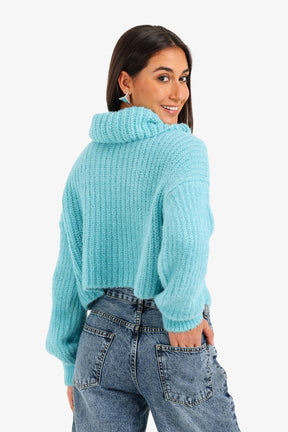 Cropped Cowl Neck Pullover