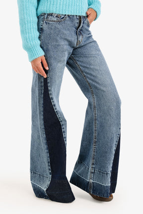 Jeans with Contrasting Panel