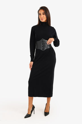 Knit Turtle Neck Midi Dress