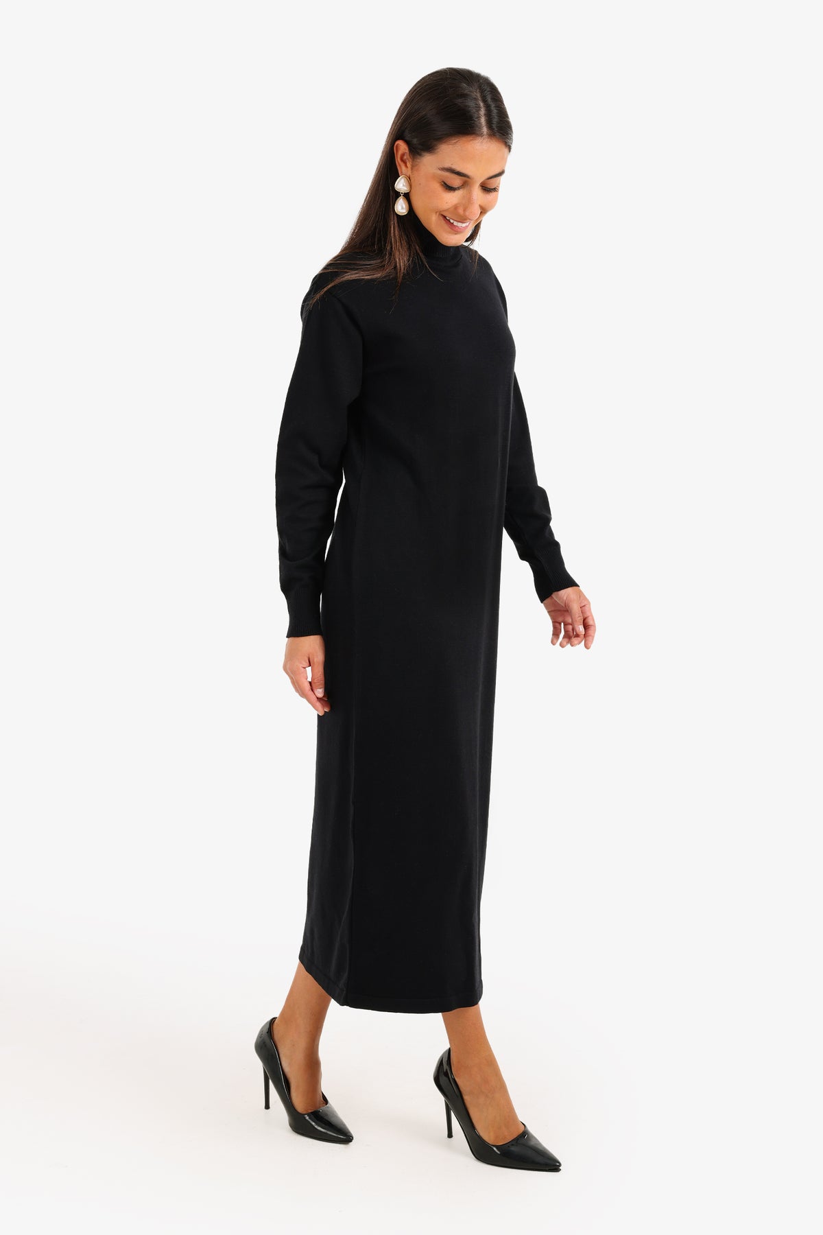 Knit Turtle Neck Midi Dress