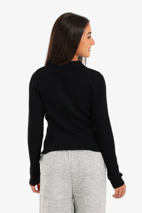 Ribbed Pullover with Collar