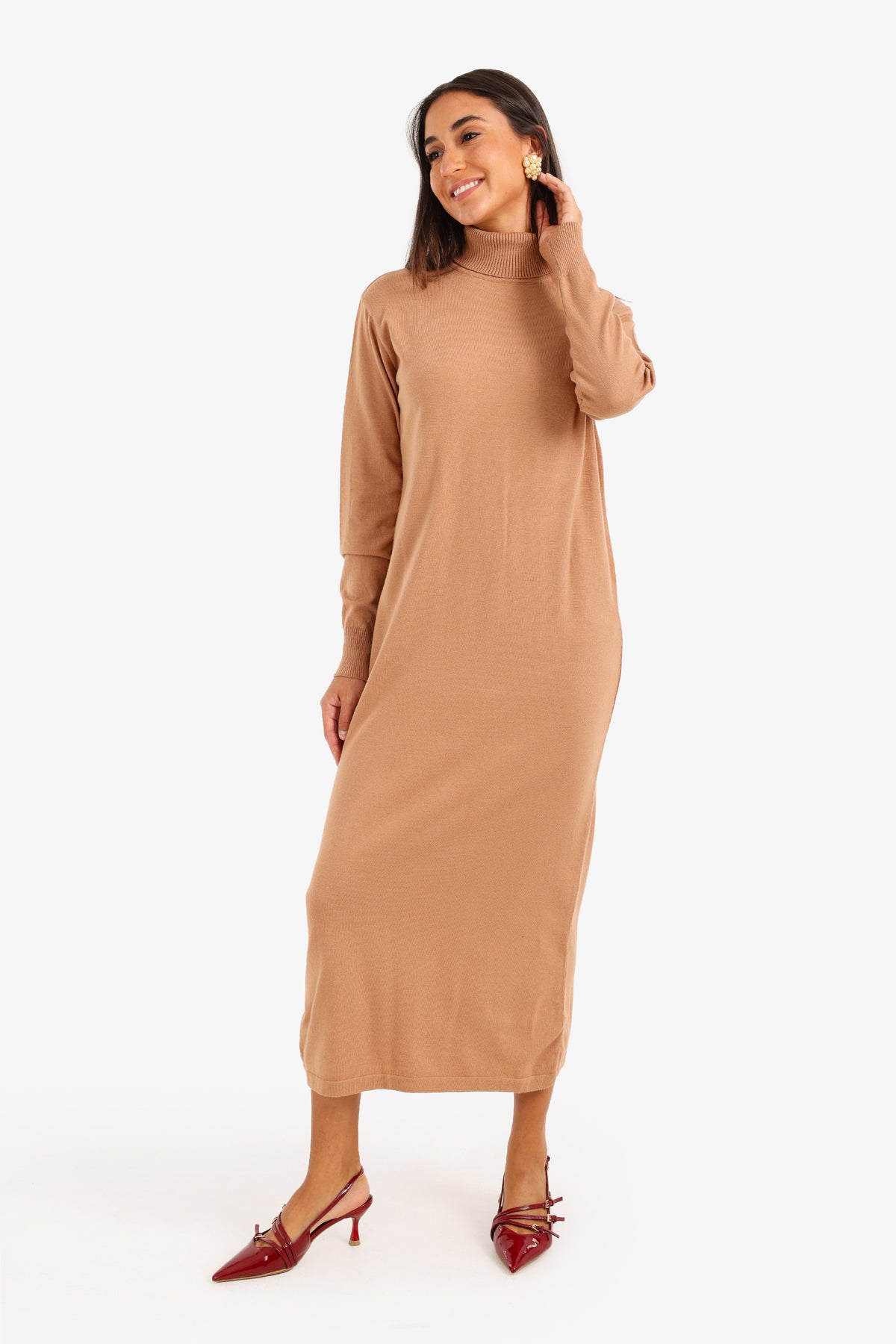 Knit Turtle Neck Midi Dress