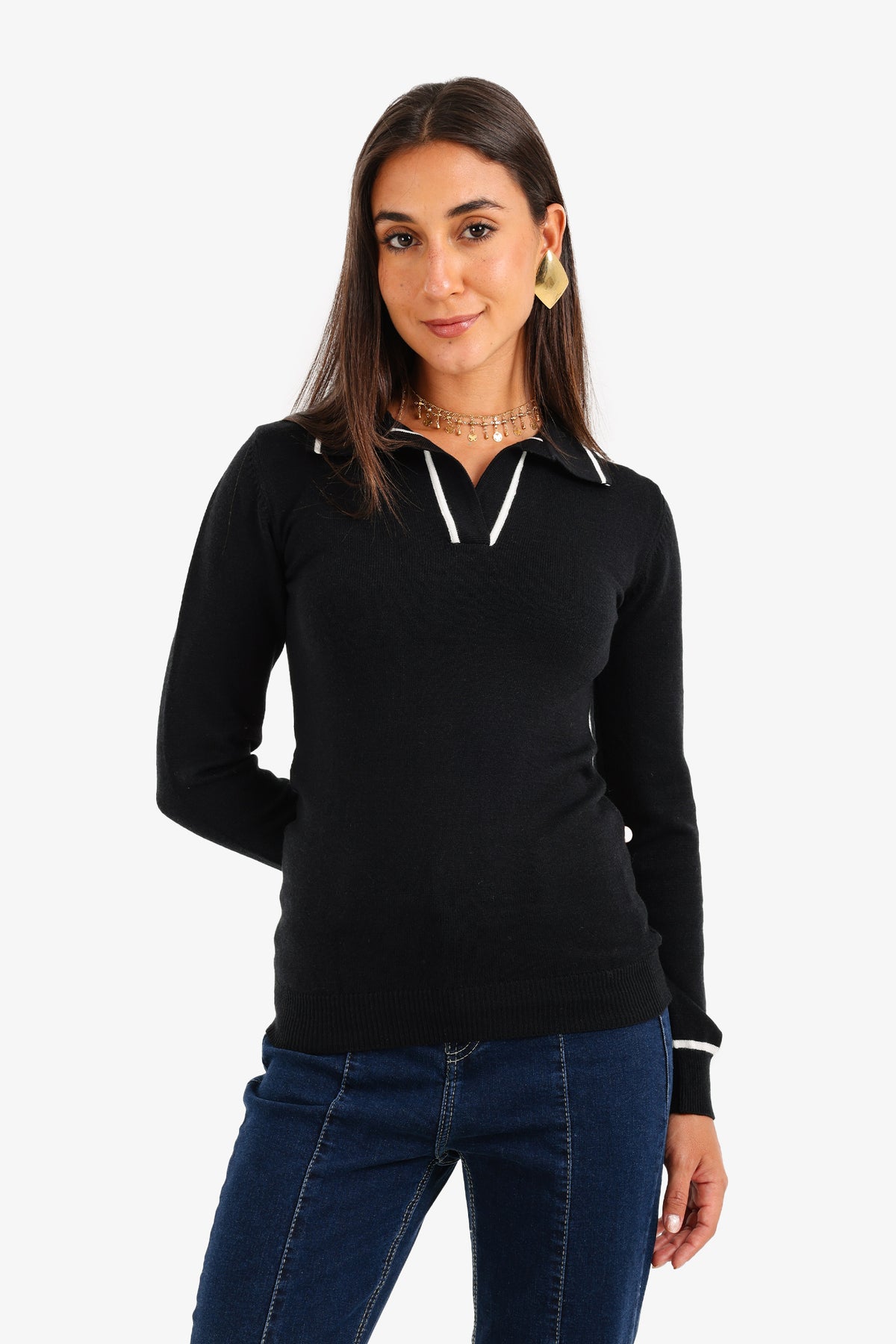 Contrast Panel Knit Pullover