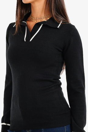 Contrast Panel Knit Pullover