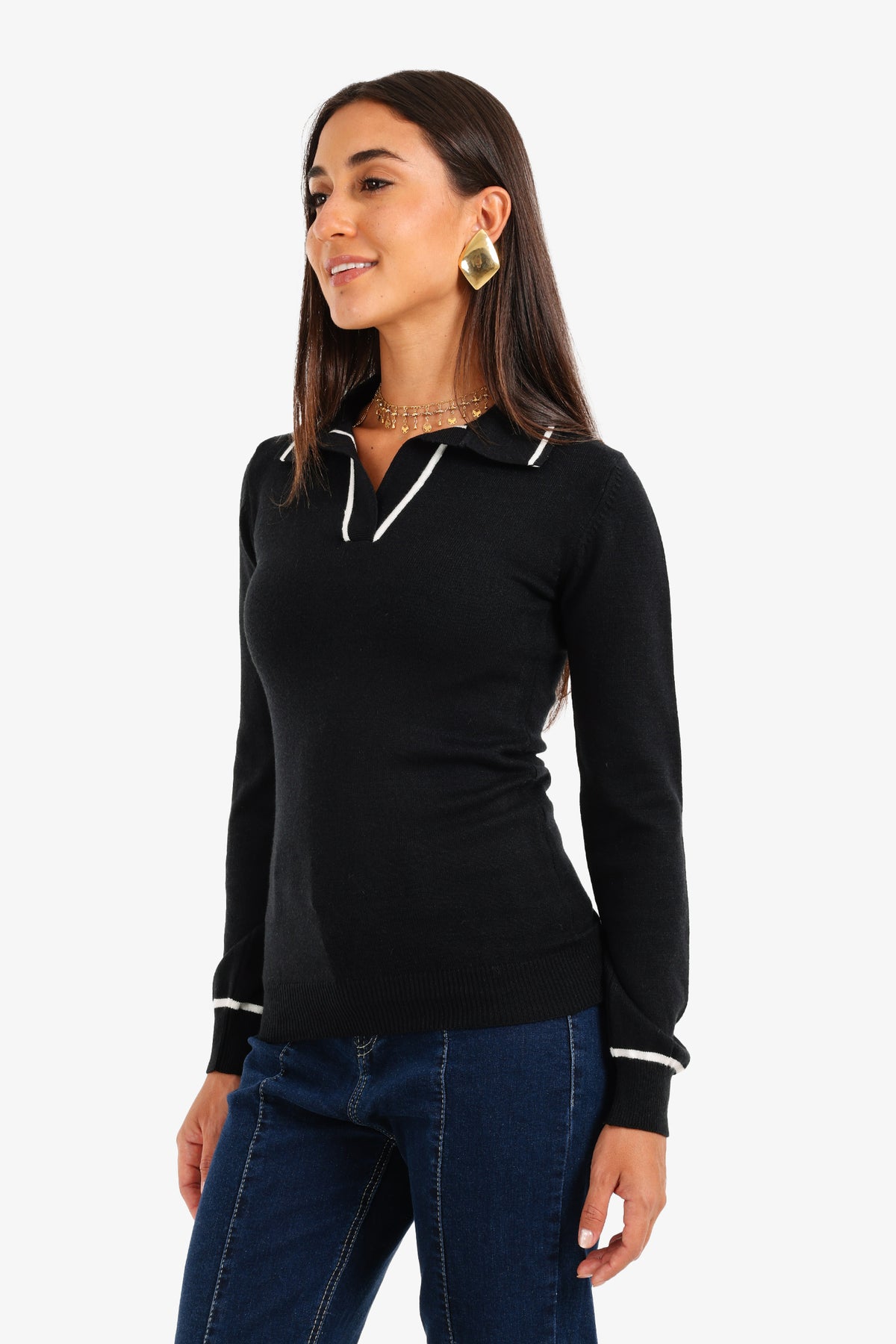 Contrast Panel Knit Pullover