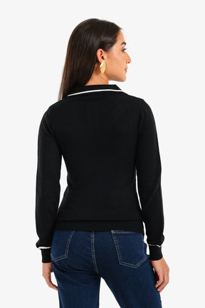 Contrast Panel Knit Pullover