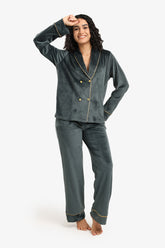 Double-Breasted Velvet Pyjama Set