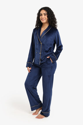 Double-Breasted Velvet Pyjama Set