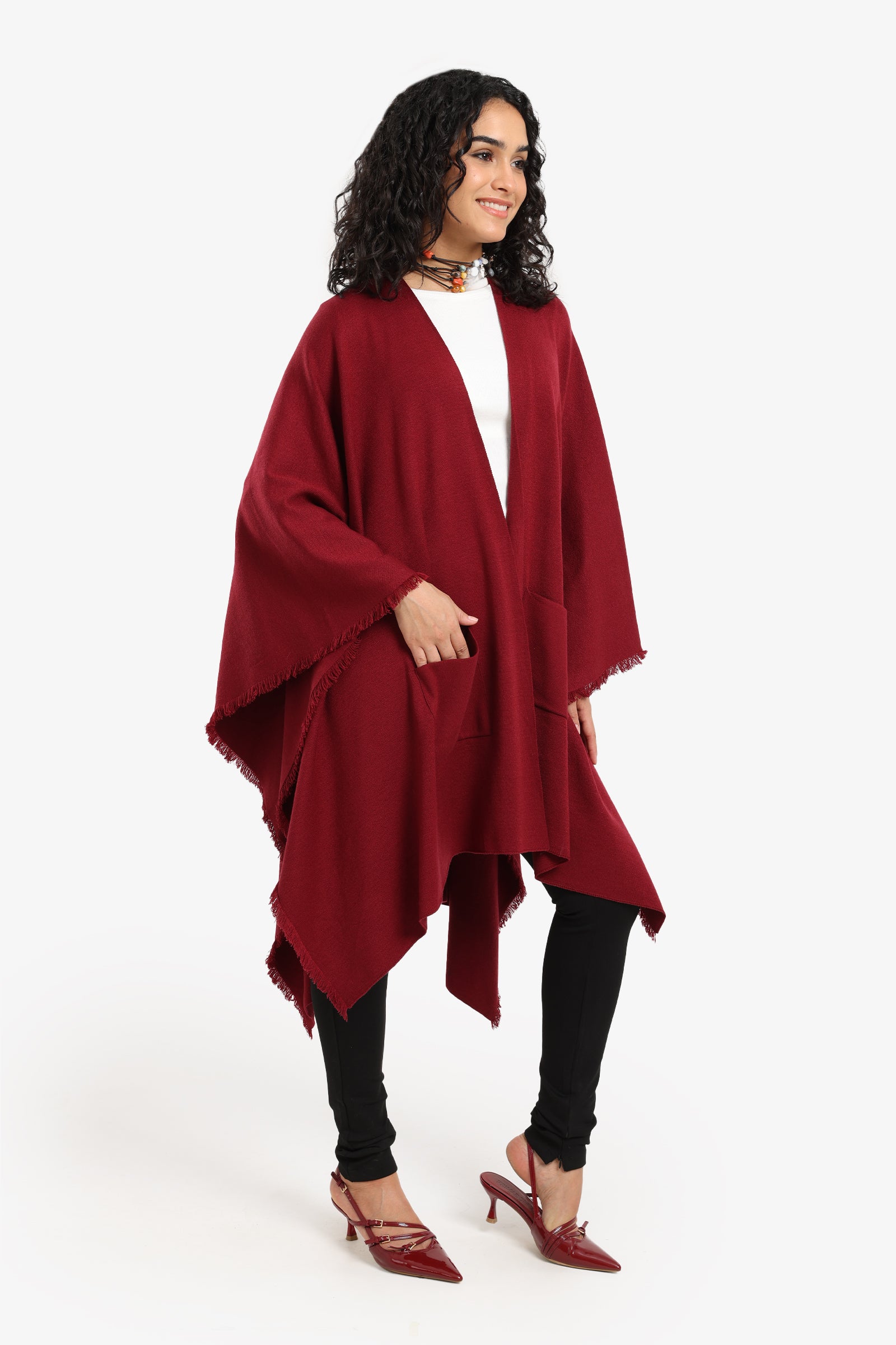 Fringe Trim Poncho