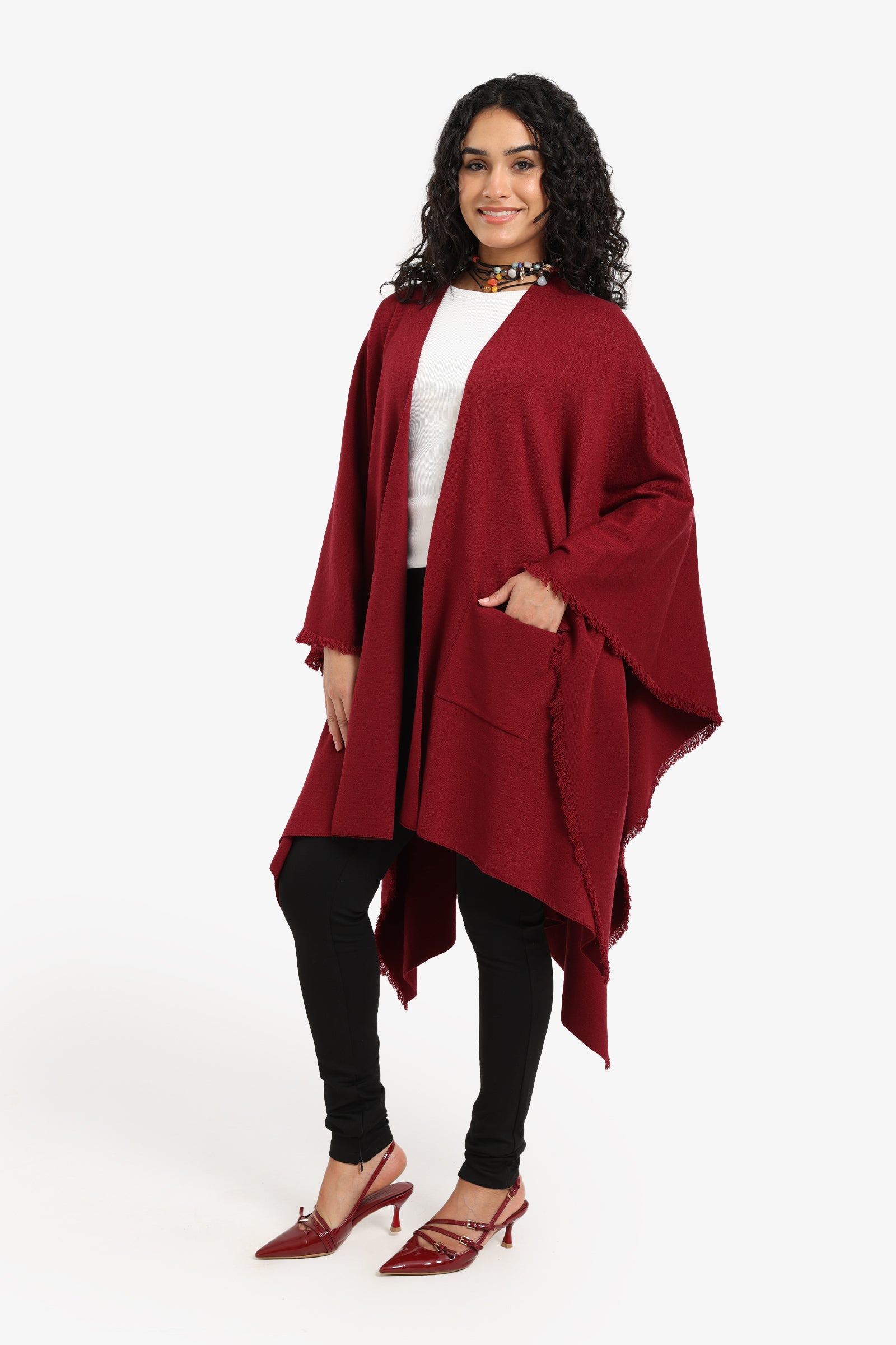 Fringe Trim Poncho