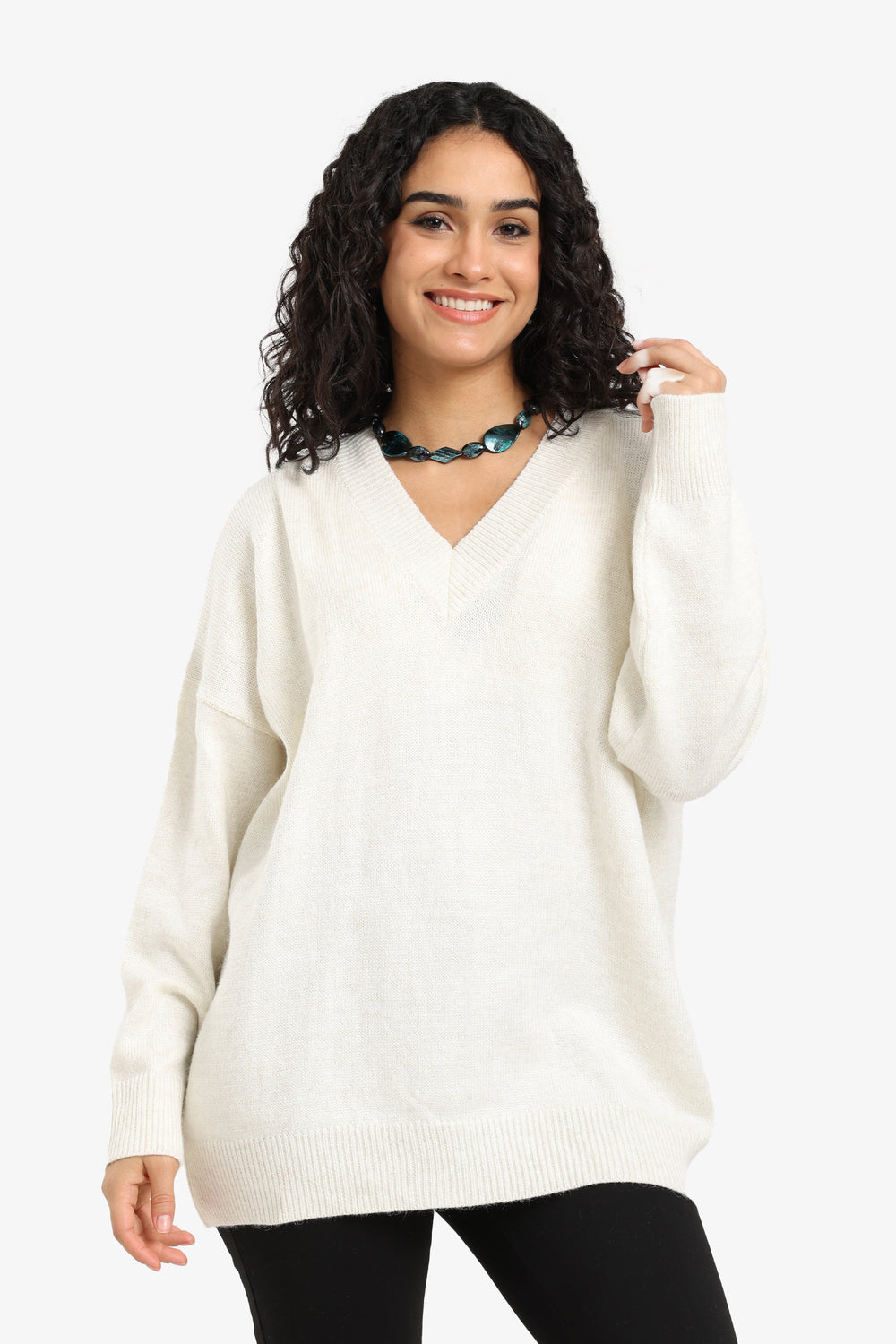 Knitted Ribbed Trim Pullover