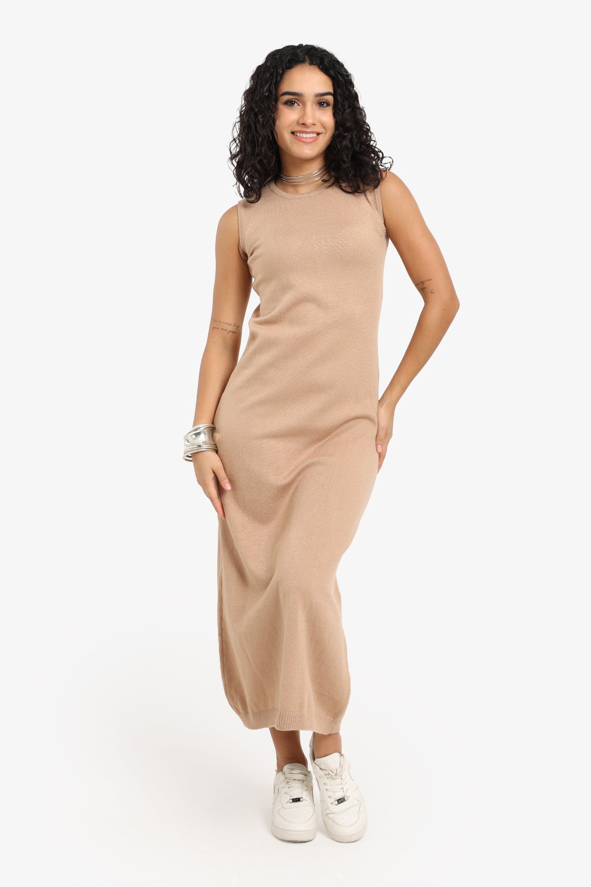 Dress with Ribbed Trim