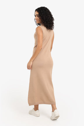 Dress with Ribbed Trim