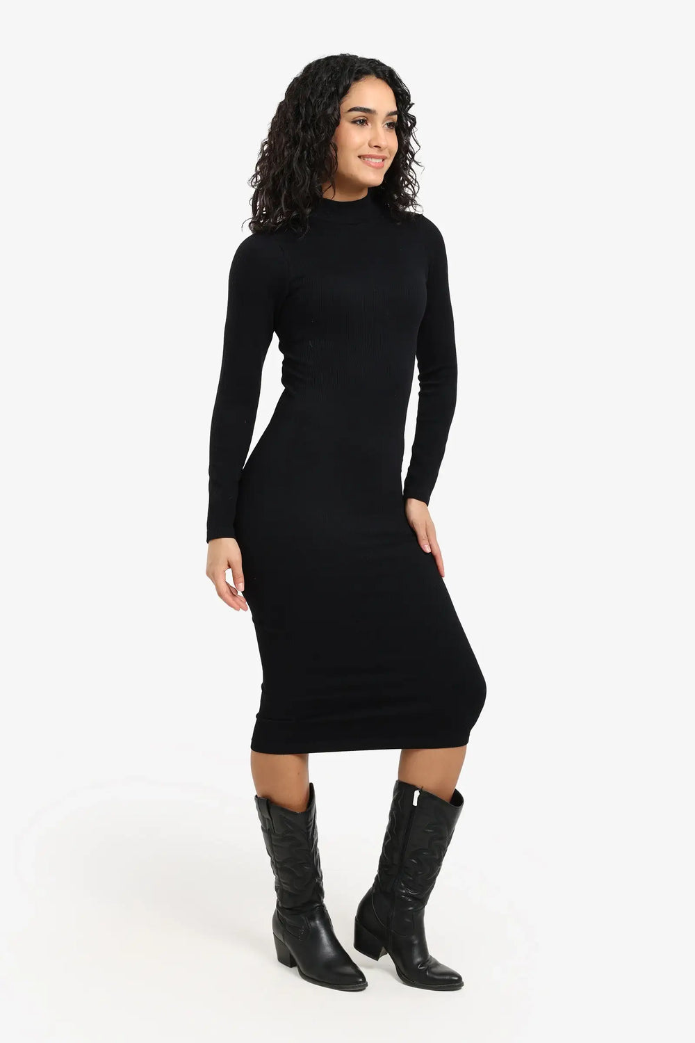 Ribbed Slim Fit Midi Dress