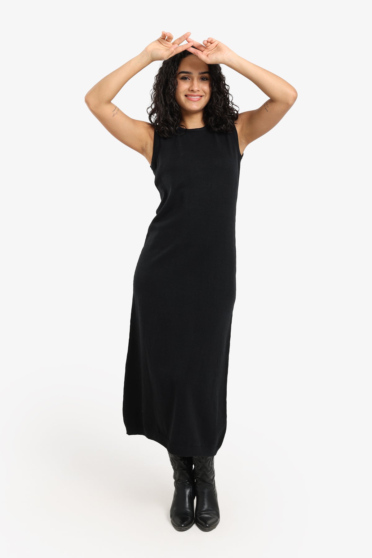 Dress with Ribbed Trim