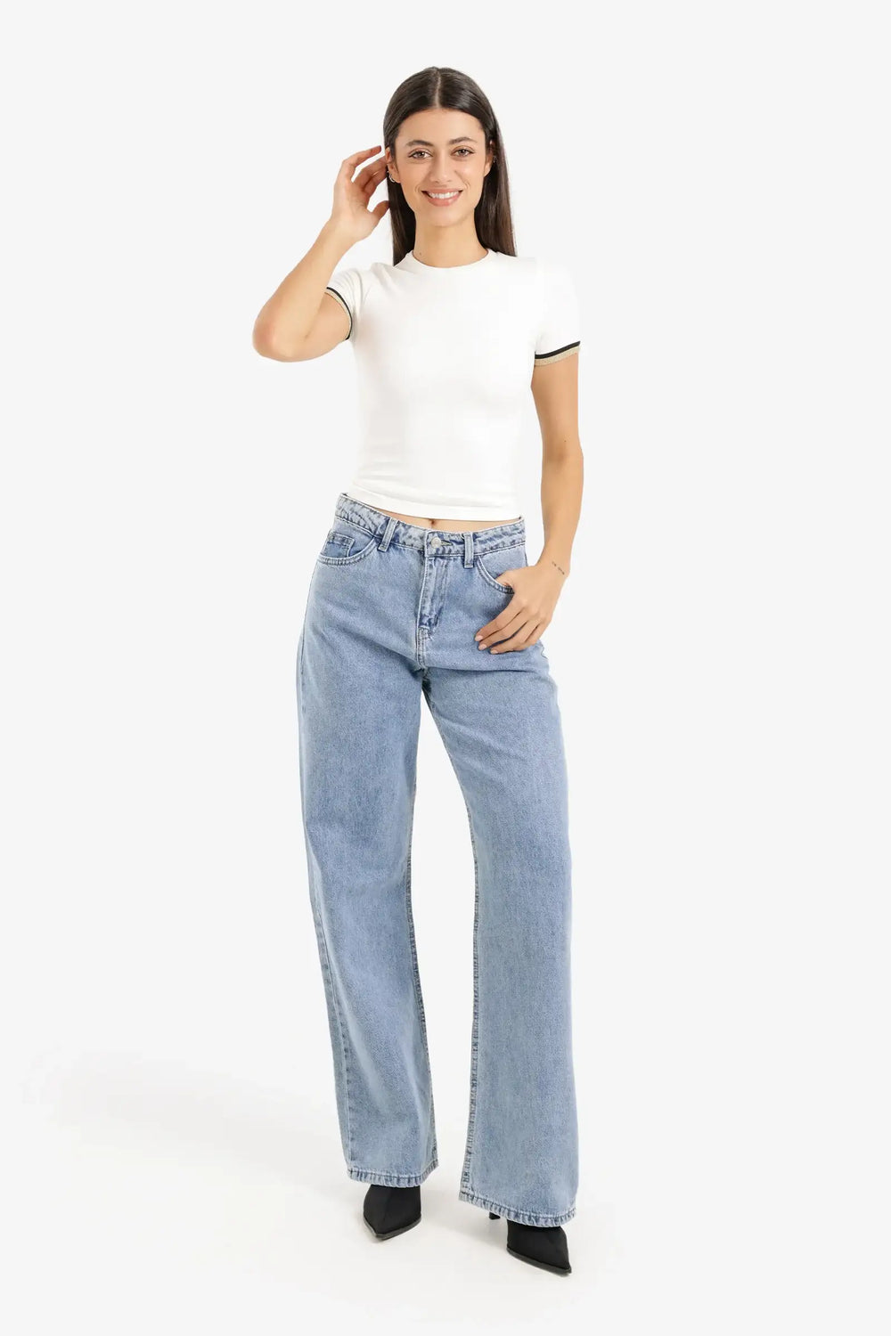 Straight Cut Denim Pants