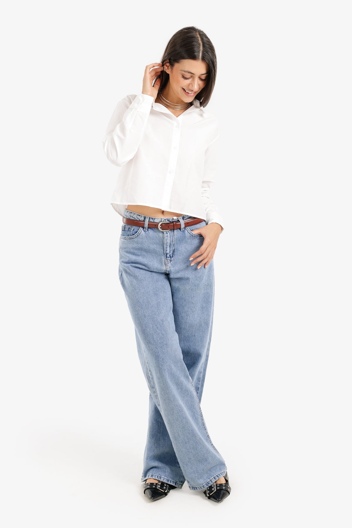 Cropped Button-Up Shirt