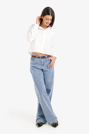Cropped Button-Up Shirt