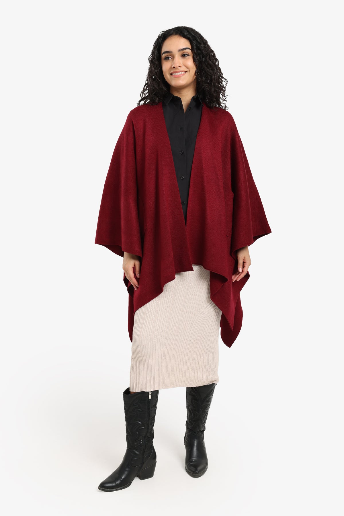 Knitted Poncho with Pockets