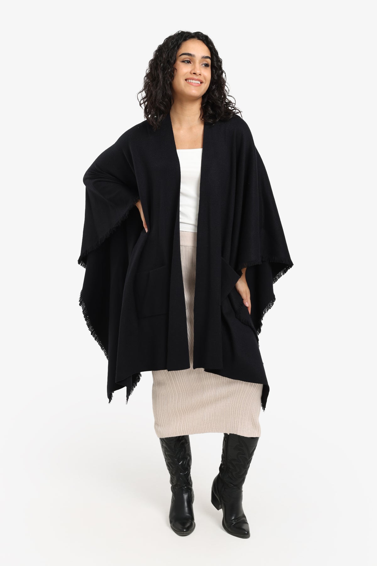 Fringe Trim Poncho