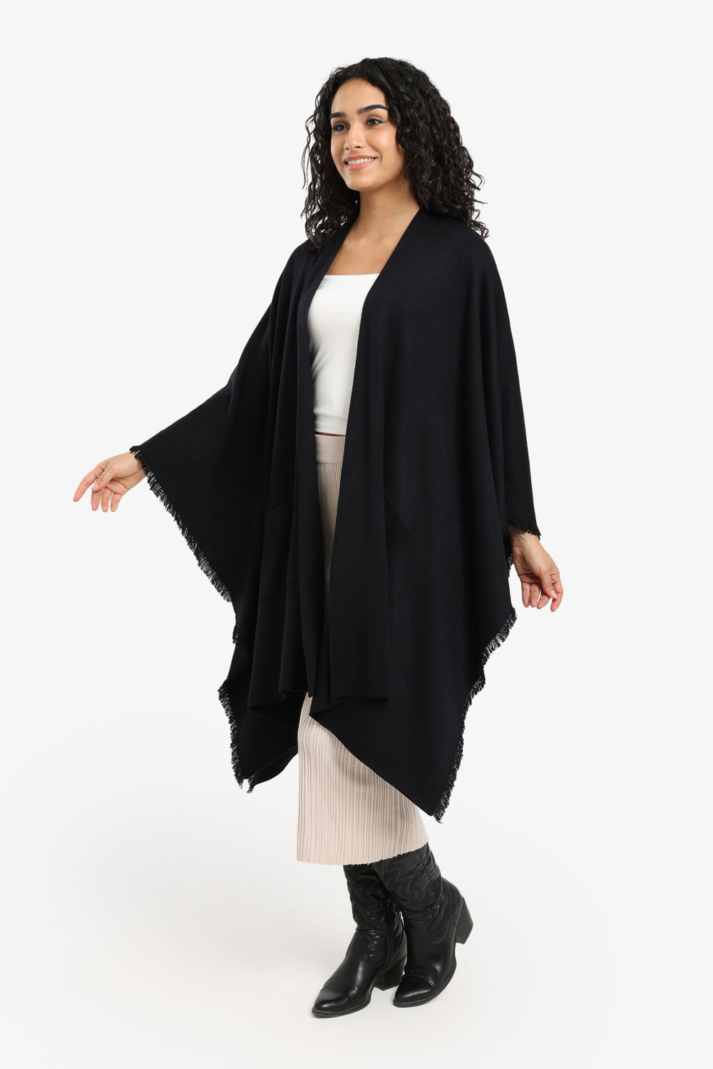 Fringe Trim Poncho